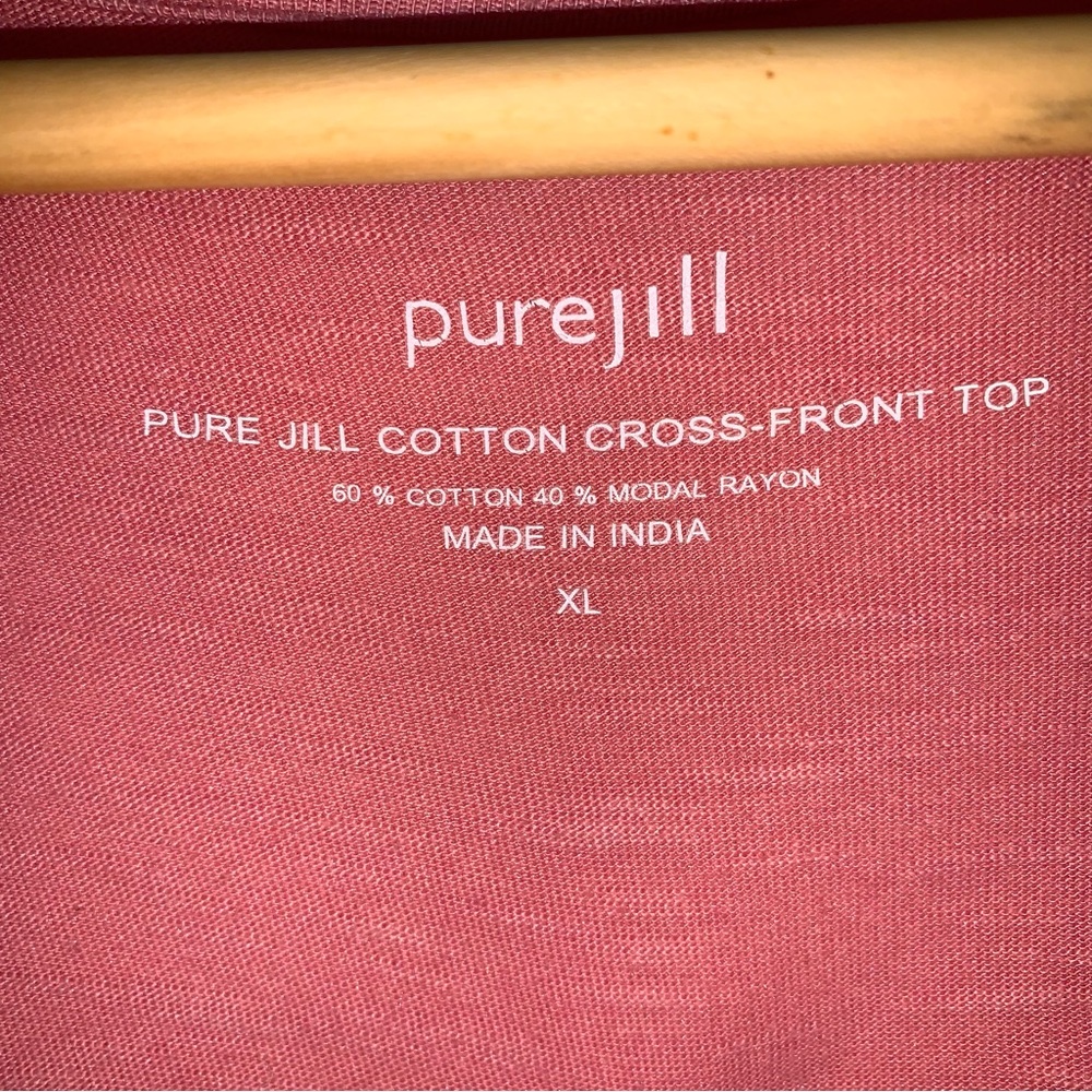 J. Jill Pure Jill Cotton Cross Front Blouse Pink - Picture 5 of 8
